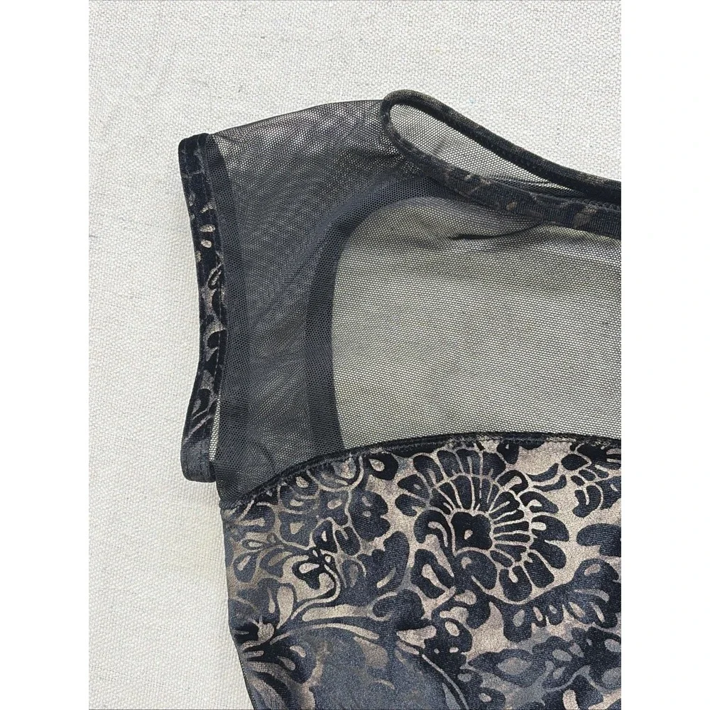 Capezio damask Dance Leotard mesh yoke Velvet/shear - Floral Velvet Leotard